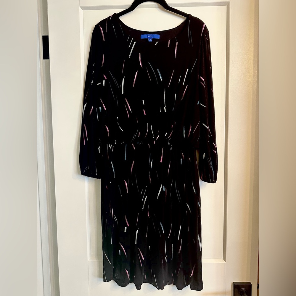 Confetti Long Sleeve Black Dress